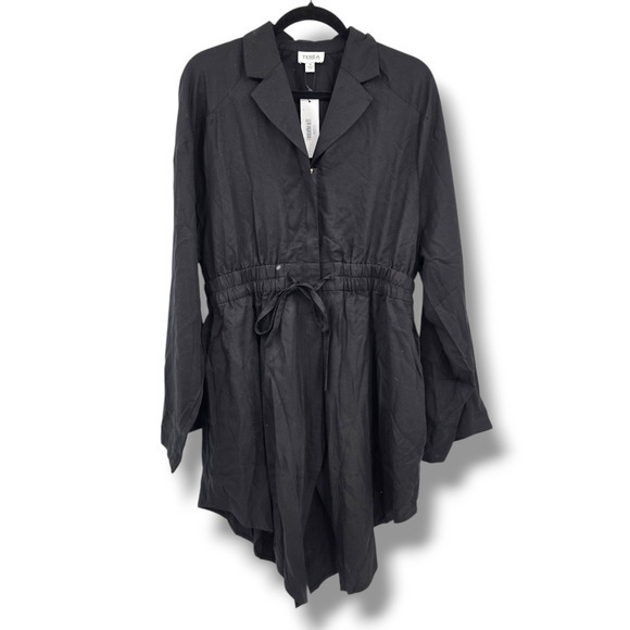 New Terea By Andrea‎ Pitter Scarlett Zip Front Asymmetrical Jacket Black Medium - Picture 1 of 13